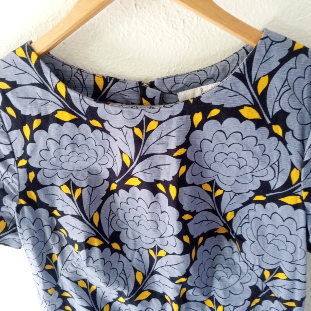 BODEN Afia Floral Blue & Yellow Shift W/Pockets | 6 - Picture 4 of 9